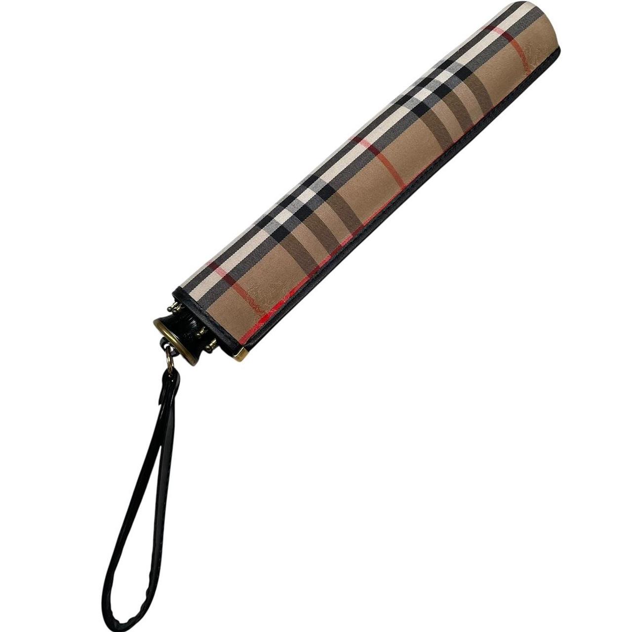 Vintage 80s Burberry Black Folding Umbrella with Nova Check Cover