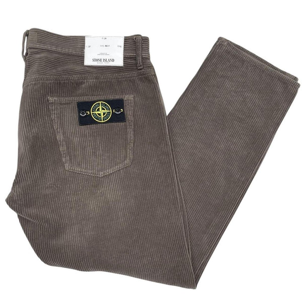 Stone Island AW 2018 Khaki Brown RE-T Fit Cotton Corduroy Trousers