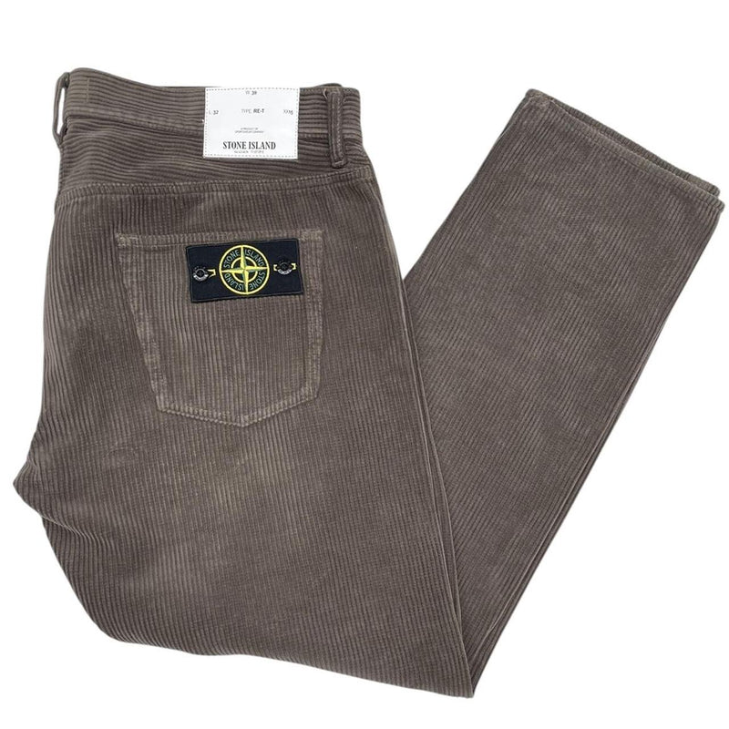 Stone Island AW 2018 Khaki Brown RE-T Fit Cotton Corduroy Trousers