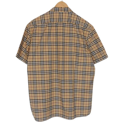Burberry London Tan Brown Nova Check Short Sleeve Cotton Shirt
