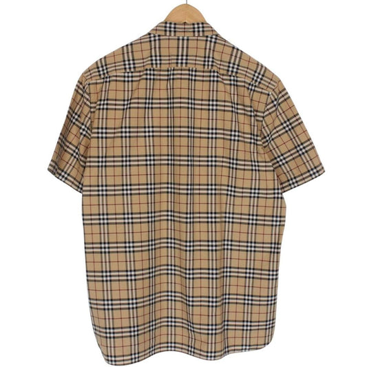 Burberry London Tan Brown Nova Check Short Sleeve Cotton Shirt