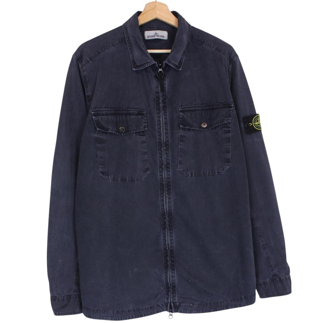 Stone Island AW 2014 Navy Blue Full Zip Cotton Overshirt Jacket