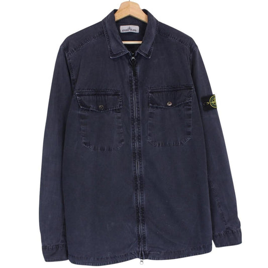 Stone Island AW 2014 Navy Blue Full Zip Cotton Overshirt Jacket