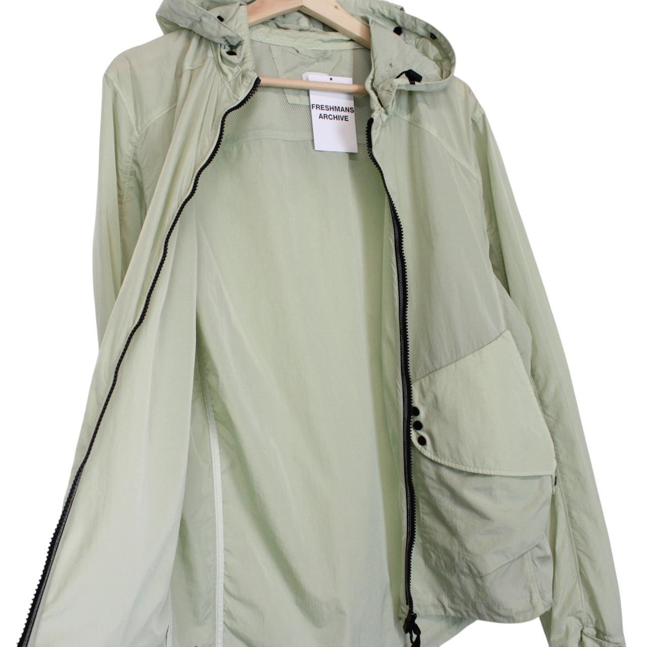 CP Company Pale Green Full Zip Chrome Nylon Garment Dyed Goggle Jacket
