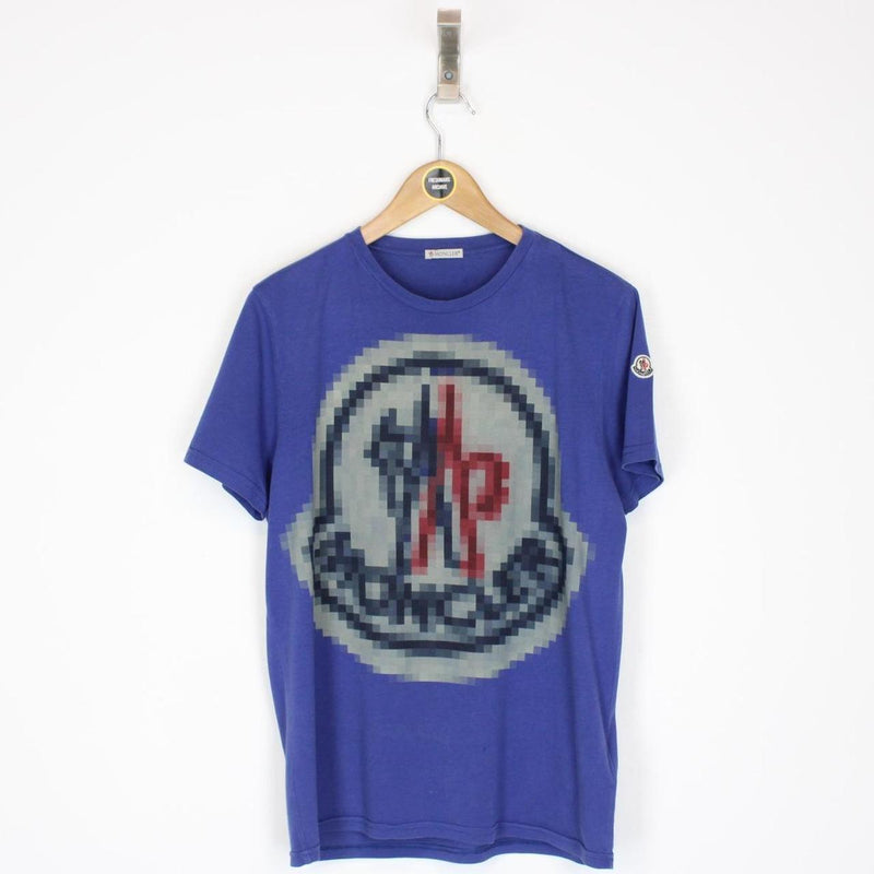 Moncler Blue Pixel Classic Logo Short Sleeve T-Shirt