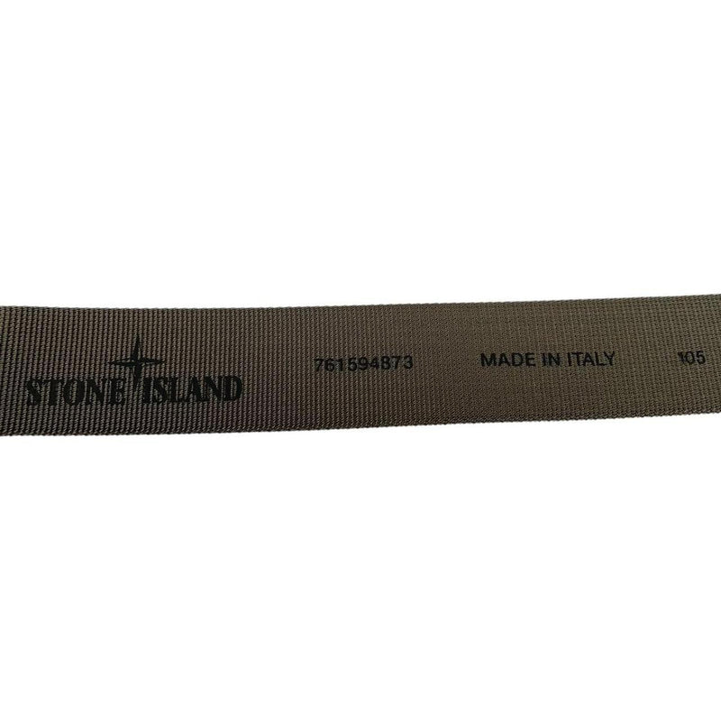 Stone Island Green and Black Grosgrain Compass Logo Buckle Belt