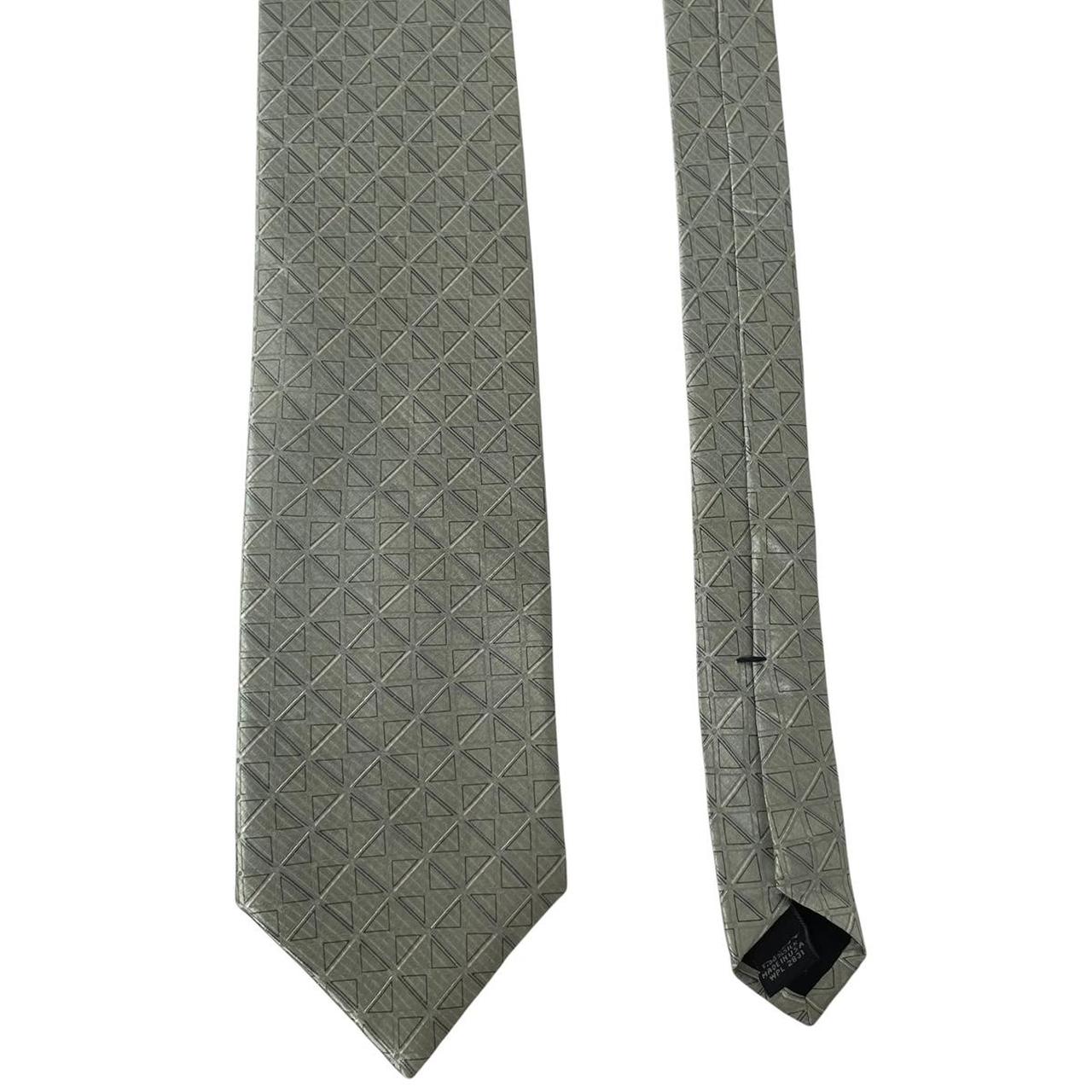 Vintage DKNY Green Geometric Print Silk Tie