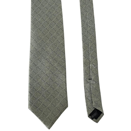 Vintage DKNY Green Geometric Print Silk Tie