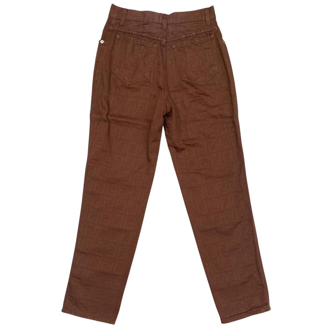 Vintage 90s Fendi Brown Zucca Monogram High Waisted Trousers