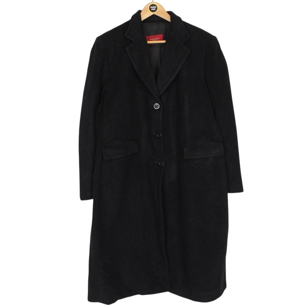 Vintage Burberry London Black Virgin Wool Overcoat