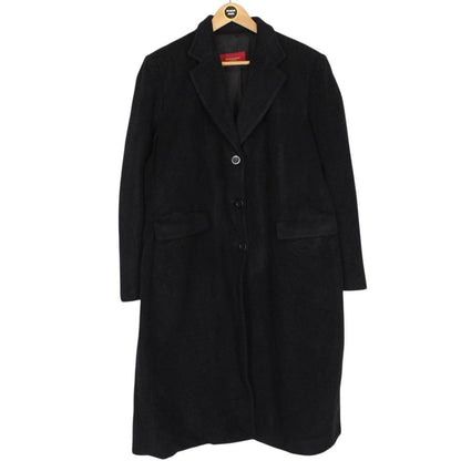 Vintage Burberry London Black Virgin Wool Overcoat
