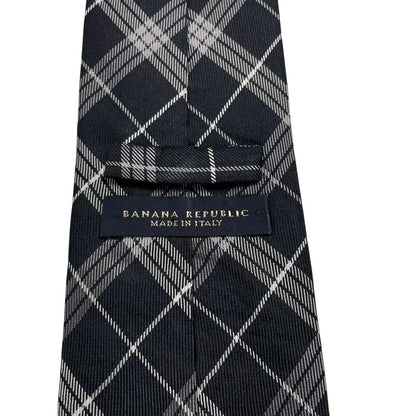 Banana Republic silk tie black and white check pattern with a smooth finish.