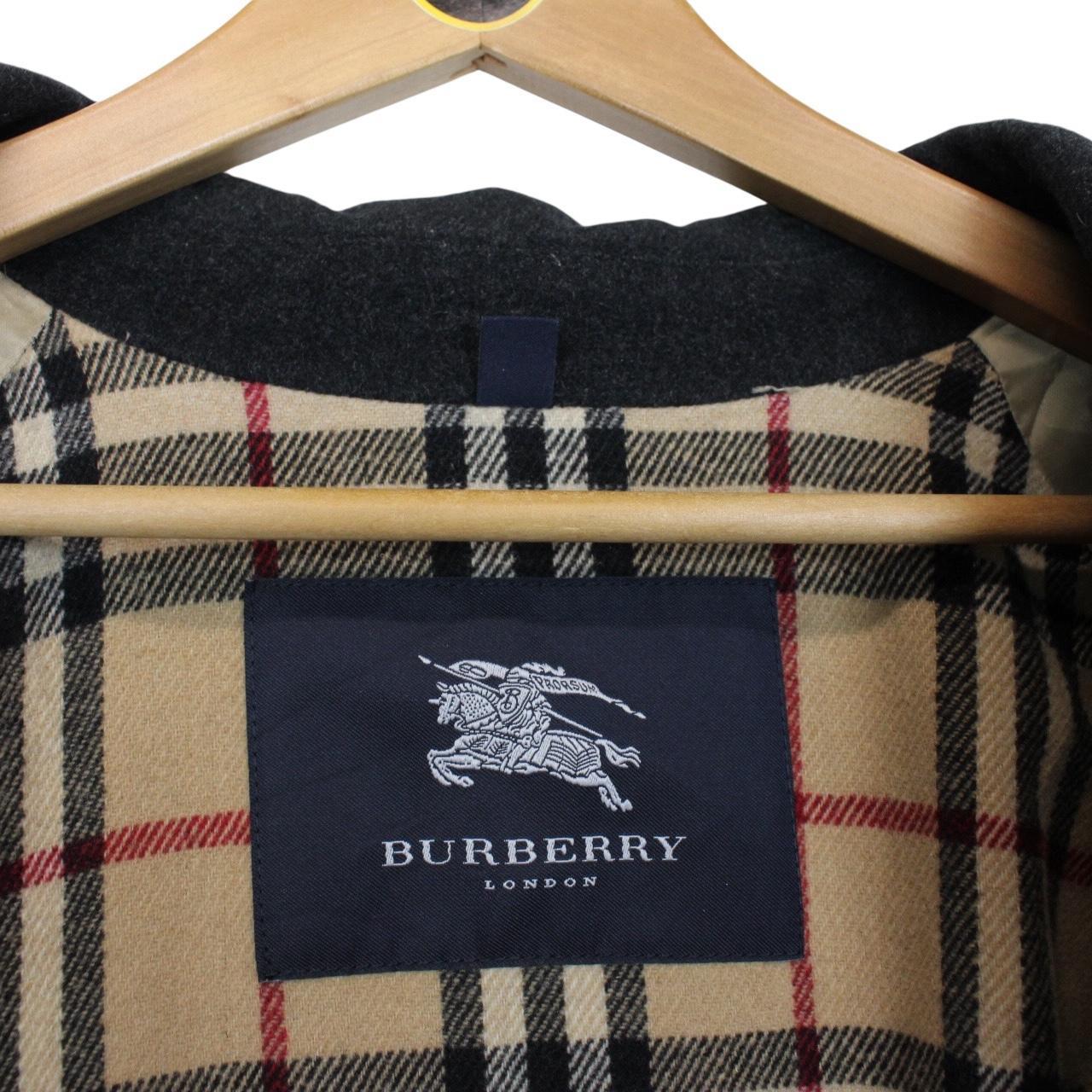 Vintage Burberry London Dark Grey Nova Check Lined Wool Harrington Jacket