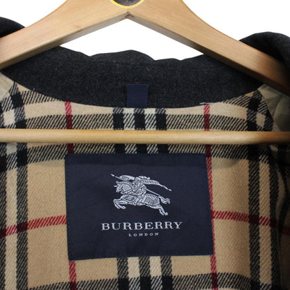 Vintage Burberry London Dark Grey Nova Check Lined Wool Harrington Jacket