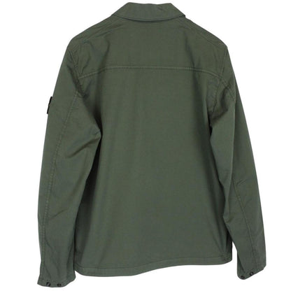 Stone Island AW 2024 Green Full Zip Supima Cotton Twill Overshirt Jacket