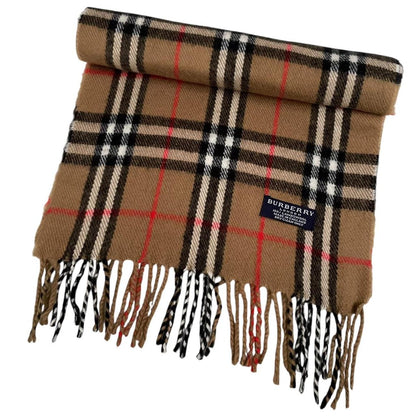 Vintage 90s Burberry Brown Nova Check Lambswool Scarf