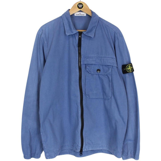 Stone Island AW 2020 Blue Full Zip Cotton Overshirt Jacket