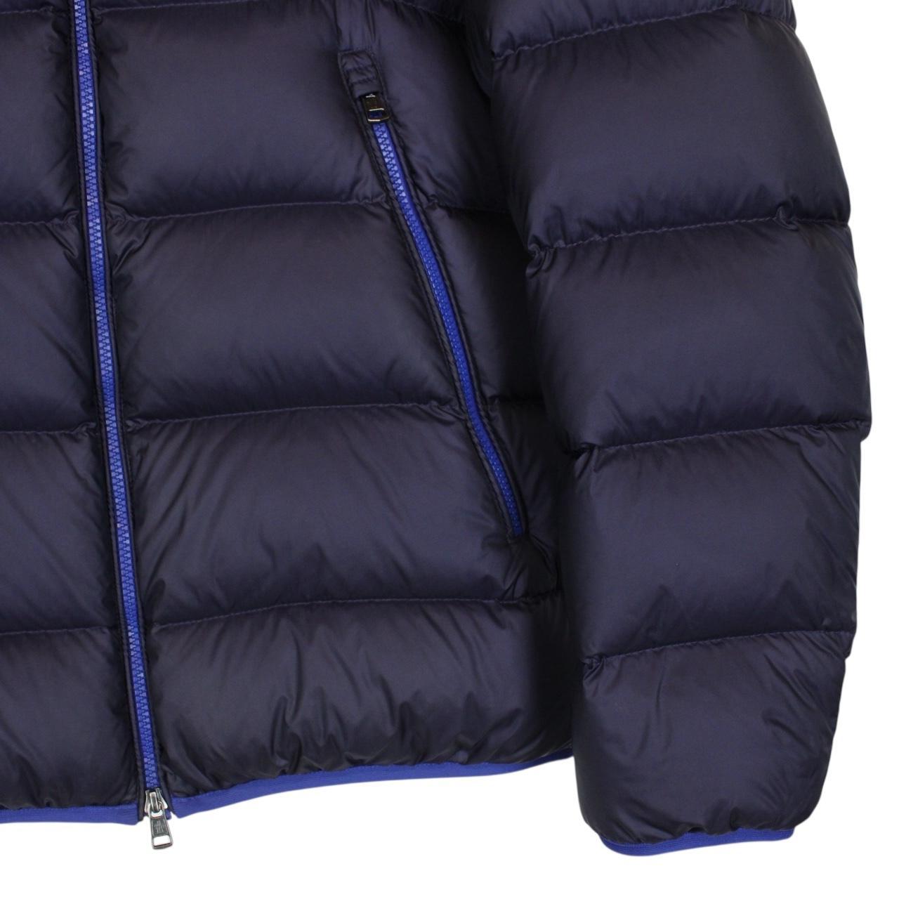 Moncler Chauvon Navy Blue Full Zip Hooded Down Jacket