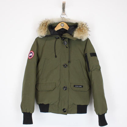 Canada Goose Green Chilliwack Bomber Down Jacket with Fur Trim