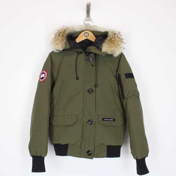 Canada Goose Green Chilliwack Bomber Down Jacket with Fur Trim