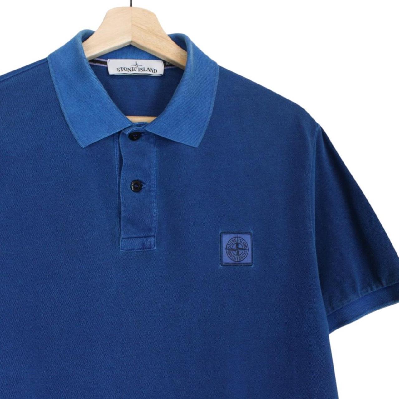 Stone Island AW 2017 Blue Short Sleeve Compass Cotton Polo Shirt