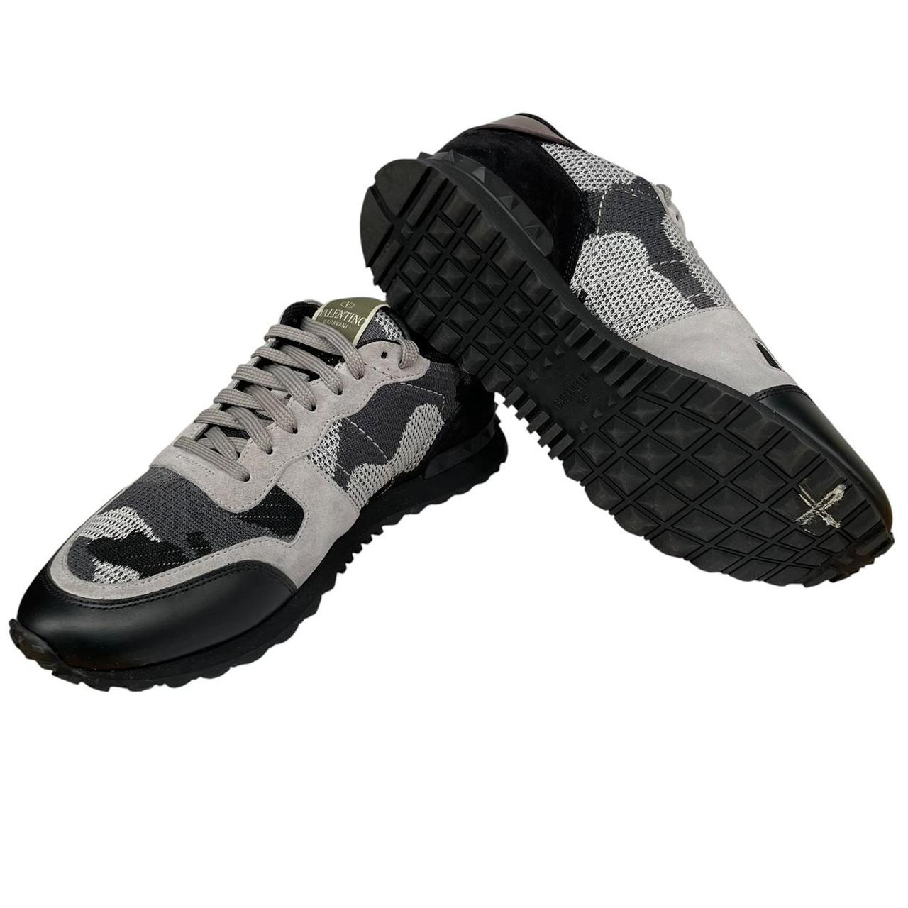 Valentino Garavani Rockrunner Black and Grey Mesh Camouflage Trainers