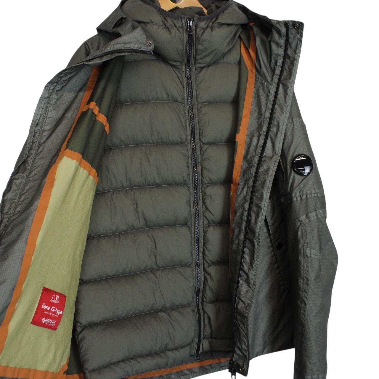 CP Company Khaki Green Goretex Infinium G-Type Hooded Down Lens Jacket