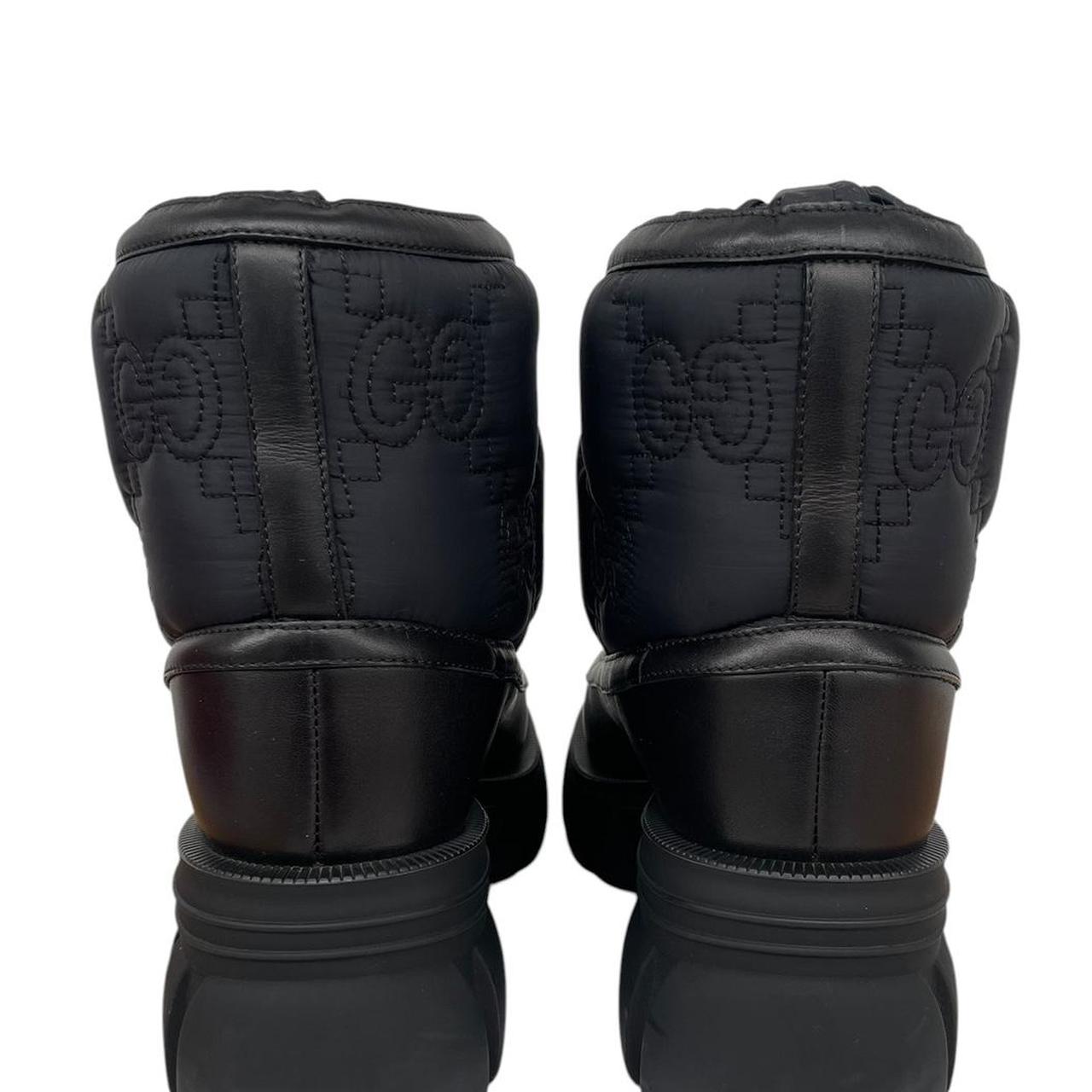 Gucci GG Monogram Navy Blue and Black Leather Quilted Ankle Boots