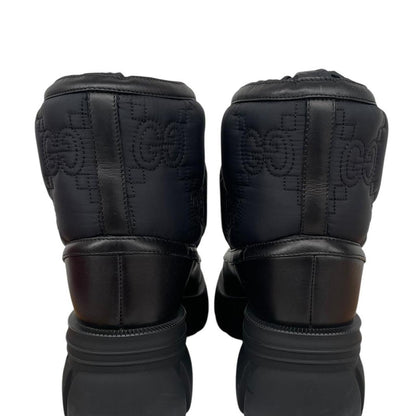 Gucci GG Monogram Navy Blue and Black Leather Quilted Ankle Boots