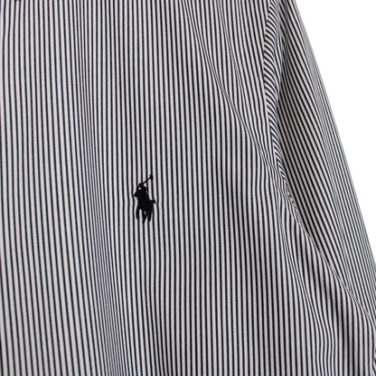 Polo Ralph Lauren Black and White Striped Long Sleeve Cotton Shirt