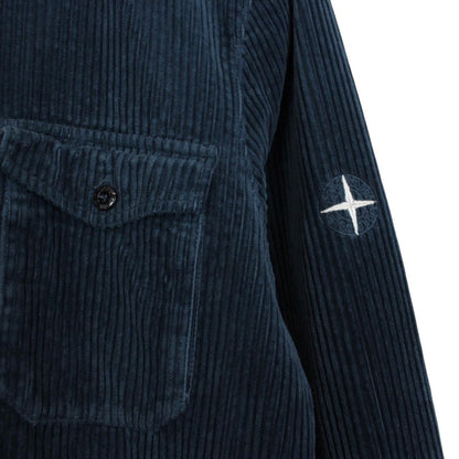 Stone Island AW 2021 Navy Blue Long Sleeve Jumbo Corduroy Shirt