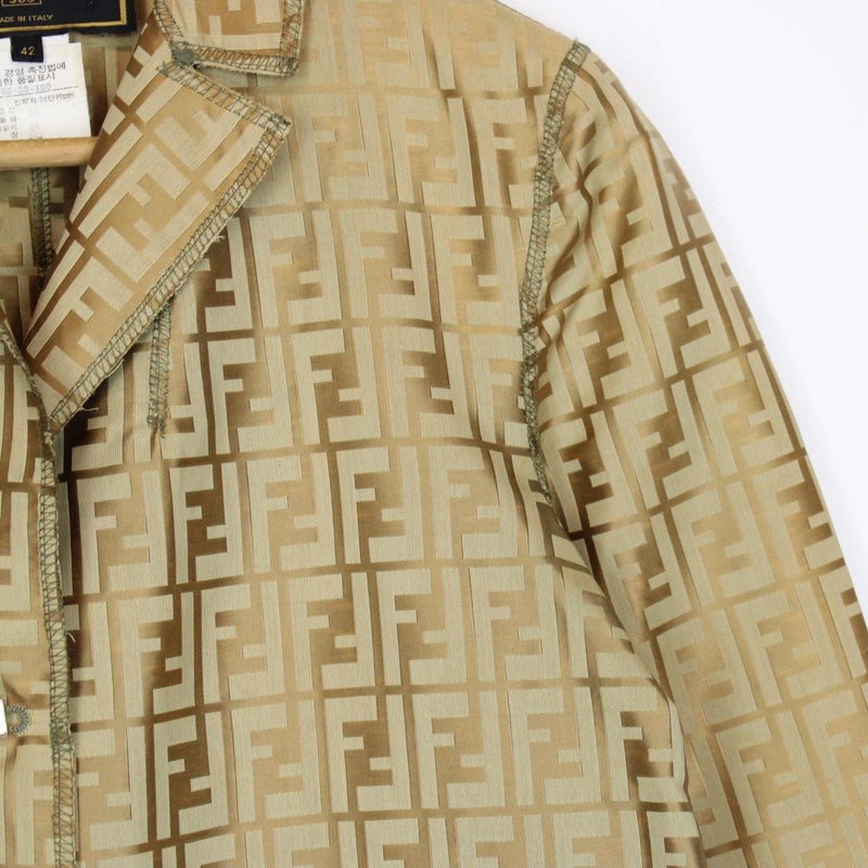 Vintage 90s Fendi Gold Zucca Monogram Nylon Coat