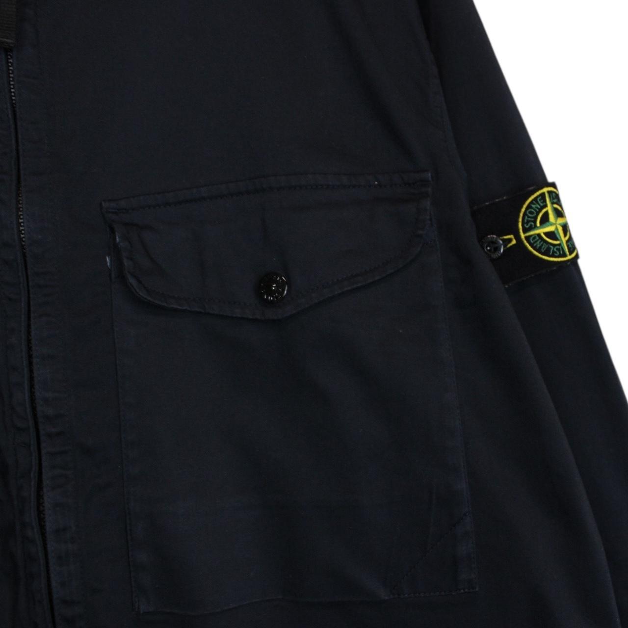 Stone Island SS 2024 Navy Blue Full Zip Cotton Overshirt Jacket