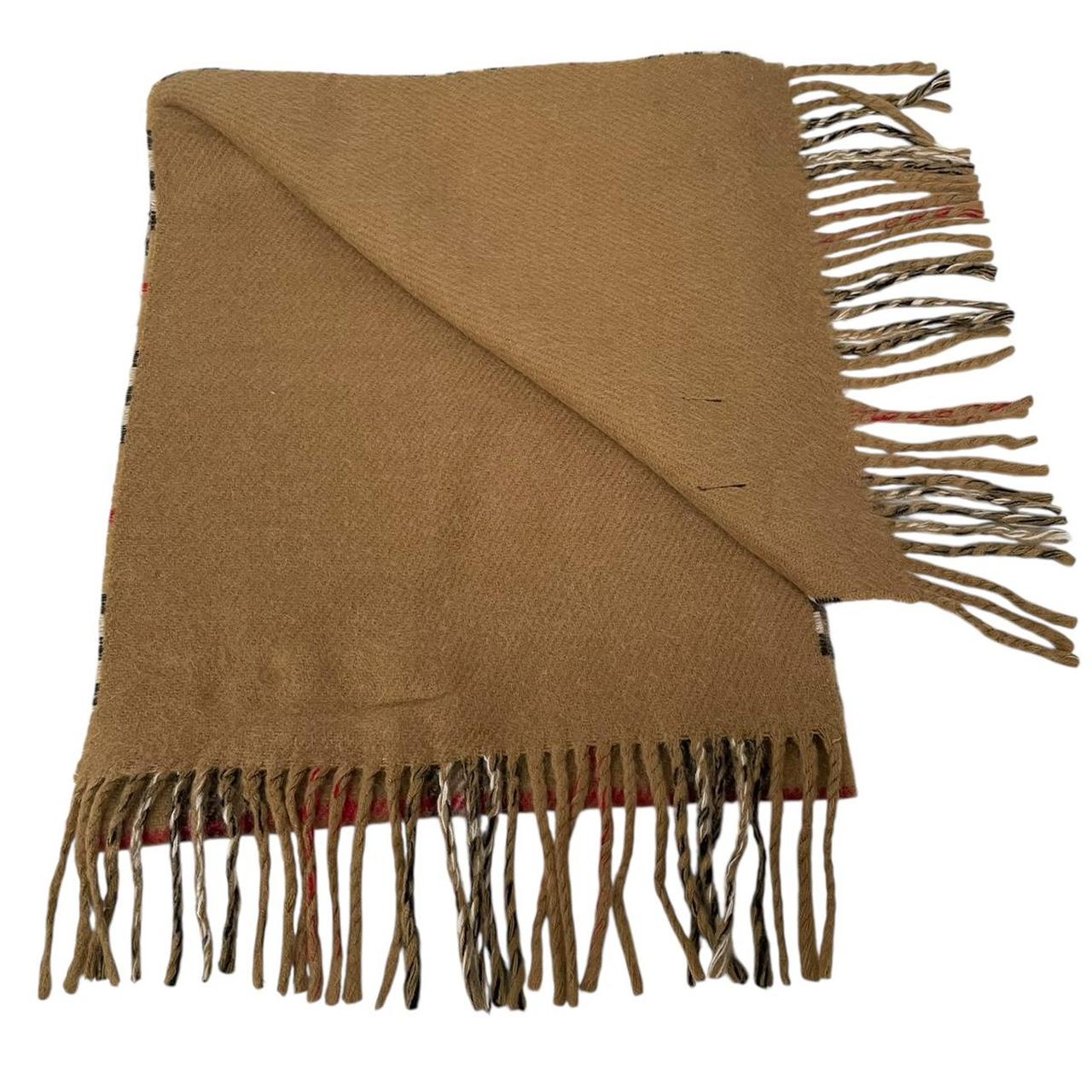 Vintage 90s Burberry Tan Brown Nova Check Lambswool Scarf