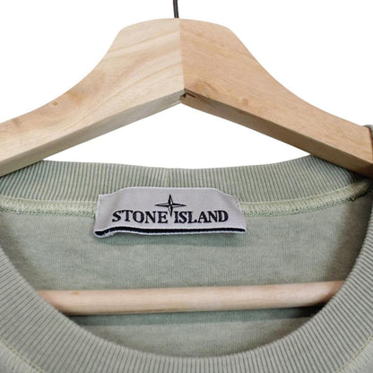 Stone Island Green Short Sleeve Fissato Effect Cotton Compass Logo T-Shirt