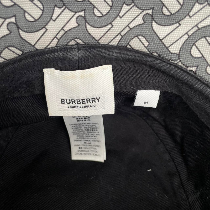 Burberry Grey Monogram Print Cotton Bucket Hat