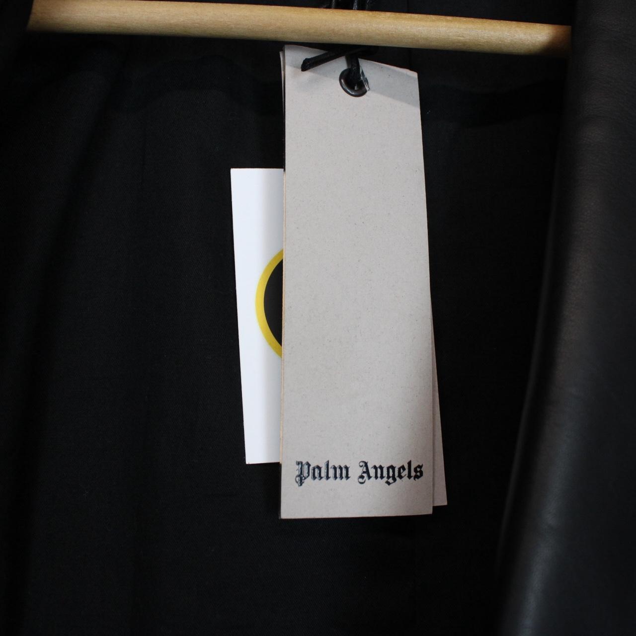 Palm Angels Black and White Leather Track Blazer Jacket
