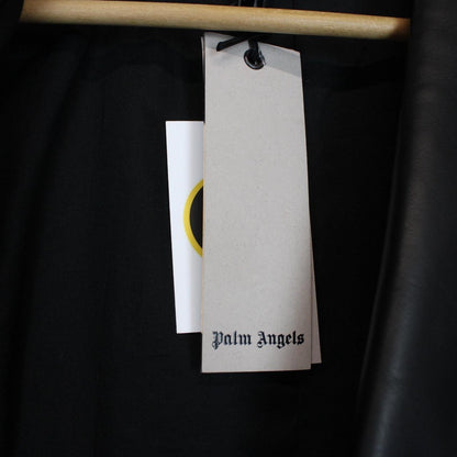 Palm Angels Black and White Leather Track Blazer Jacket