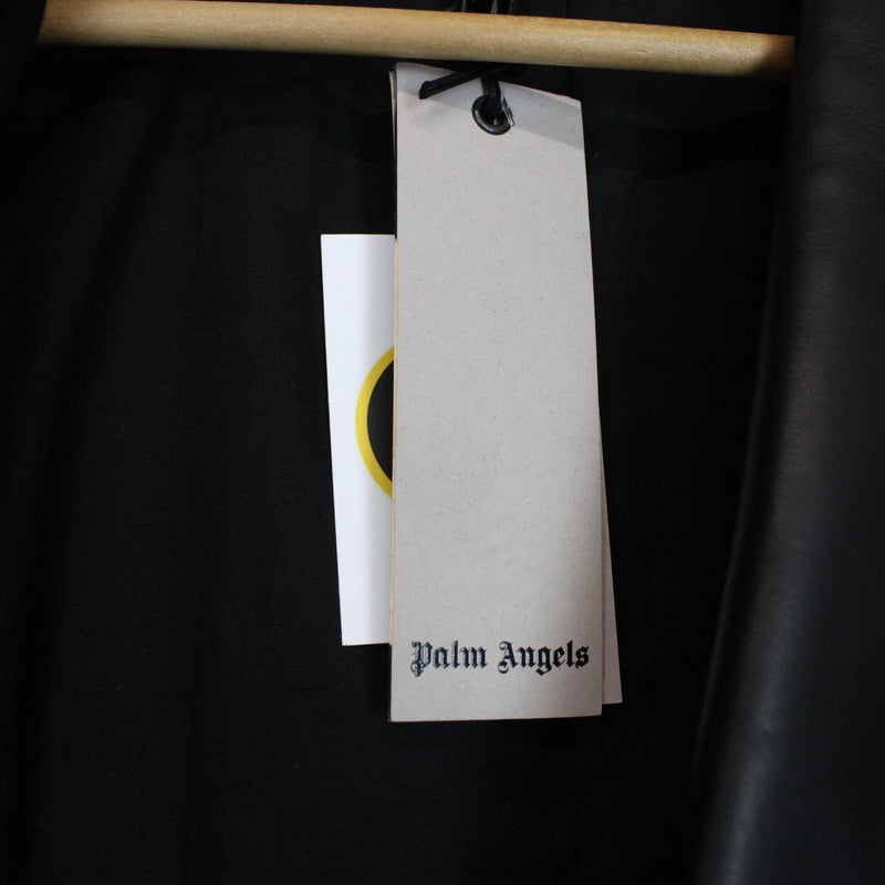Palm Angels Black and White Leather Track Blazer Jacket