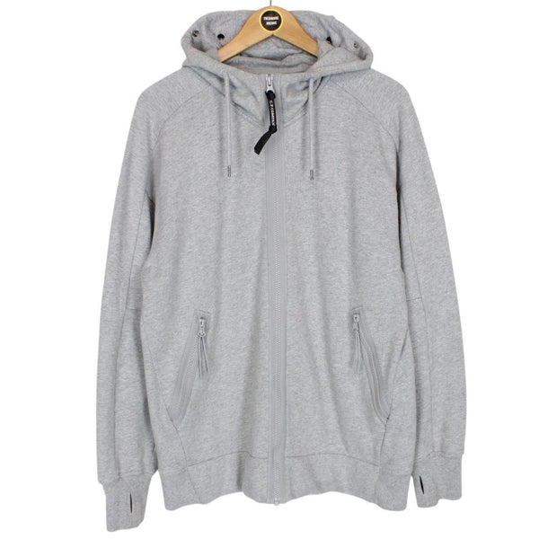 CP Company Grey Cotton Full Zip Goggle Hoodie Jumper