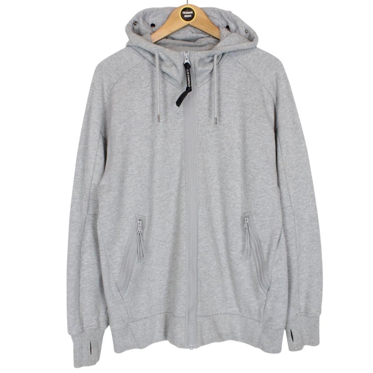 CP Company Grey Cotton Full Zip Goggle Hoodie Jumper
