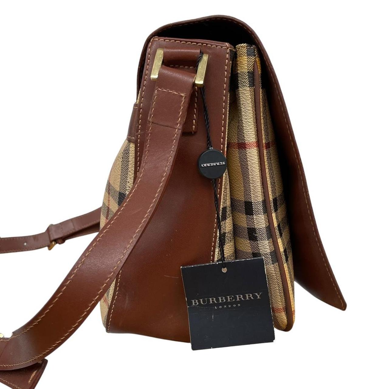 Vintage Burberry Beige and Brown Nova Check Crossbody Messenger Bag
