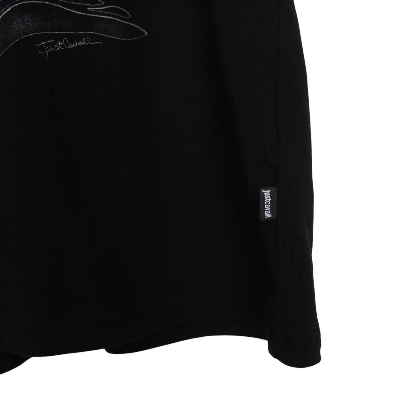 Just Cavalli black pocket t-shirt featuring skull print design and soft cotton material.