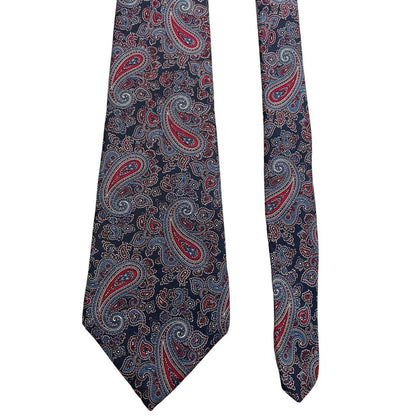 Christian Dior multicoloured paisley silk tie with intricate pattern and smooth texture.