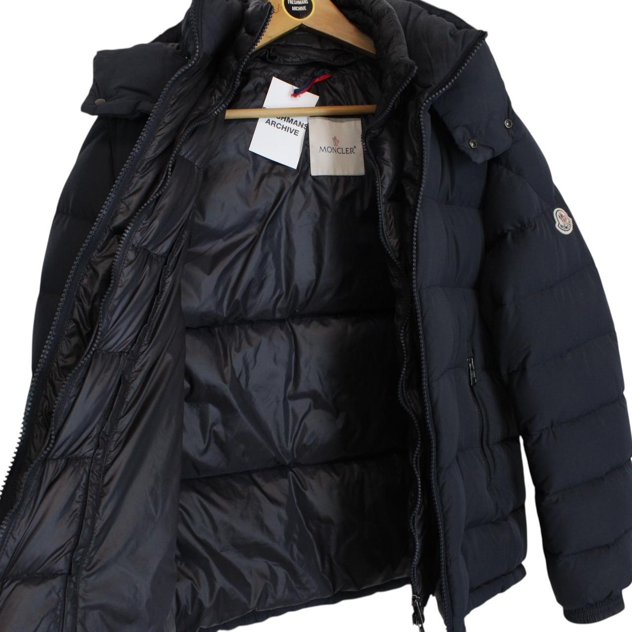 Moncler Brique Navy Blue Full Zip Hooded Down Jacket