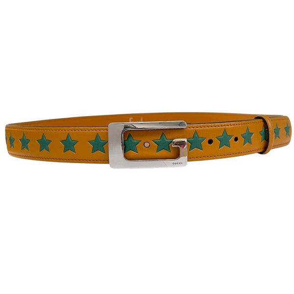 Gucci Memorable Buckle Yellow and Green Star Leather Belt