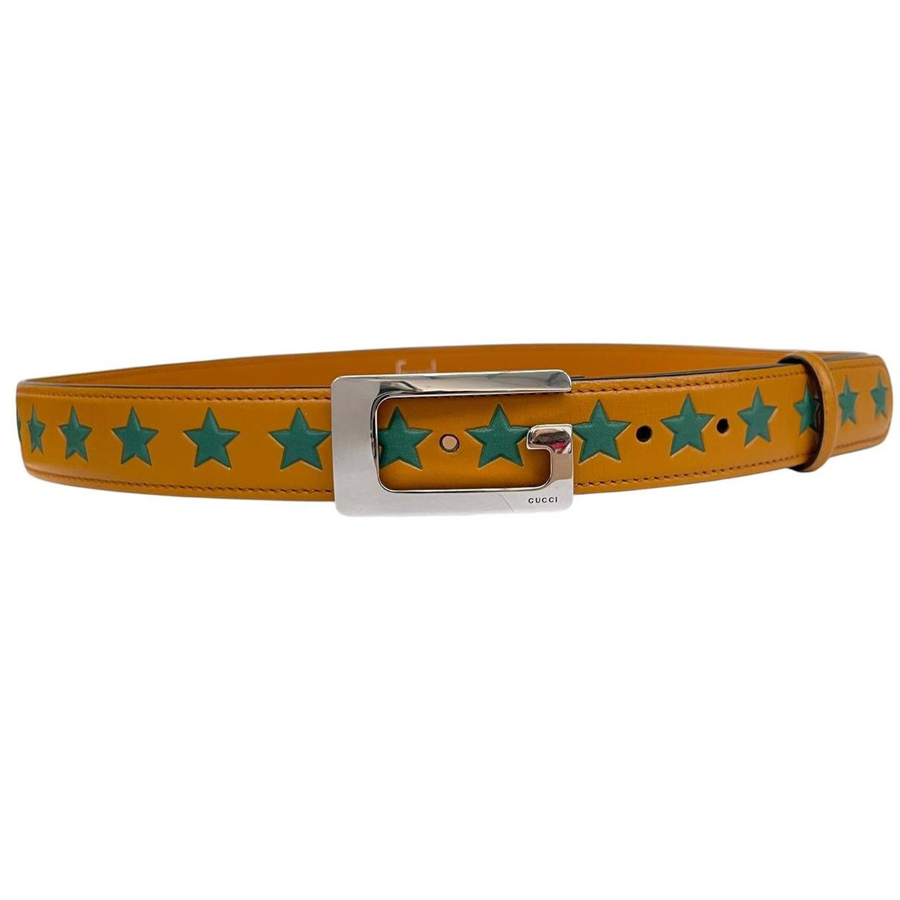 Gucci Memorable Buckle Yellow and Green Star Leather Belt