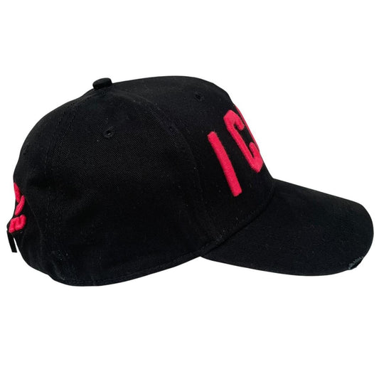 Dsquared Icon Black and Pink Embroidered Baseball Cap