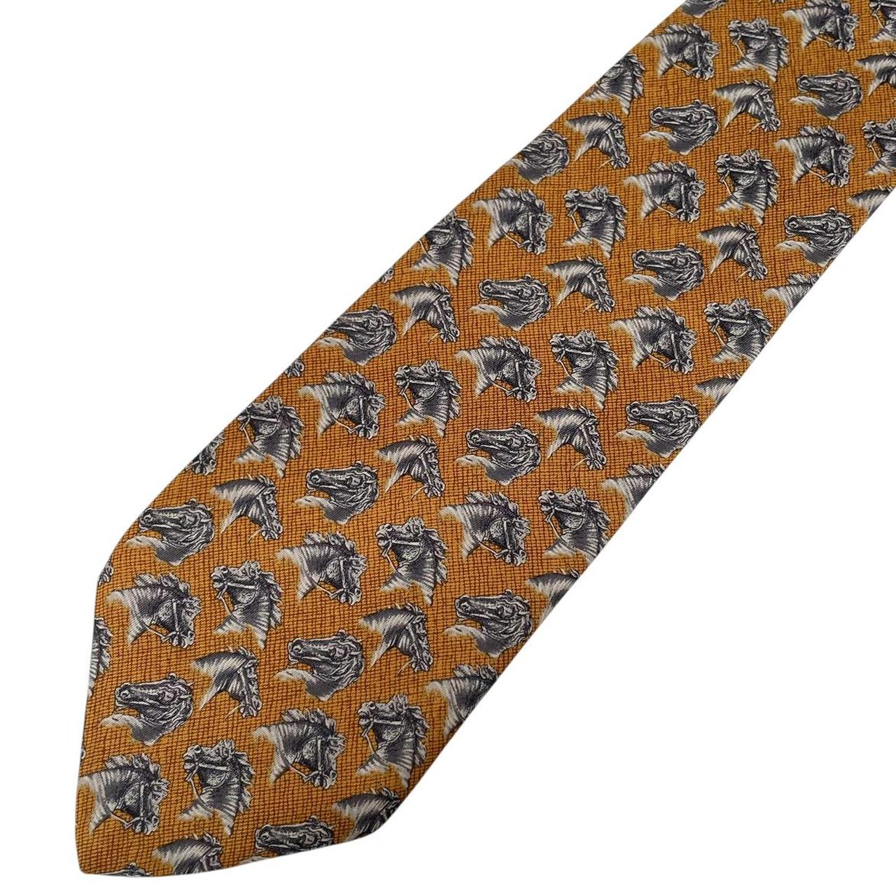 Vintage Christian Dior Yellow Horse Pattern Silk Tie