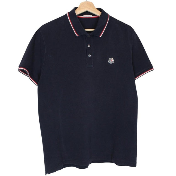 Moncler Maglia Manica Corta Navy Blue Short Sleeve Cotton Polo Shirt